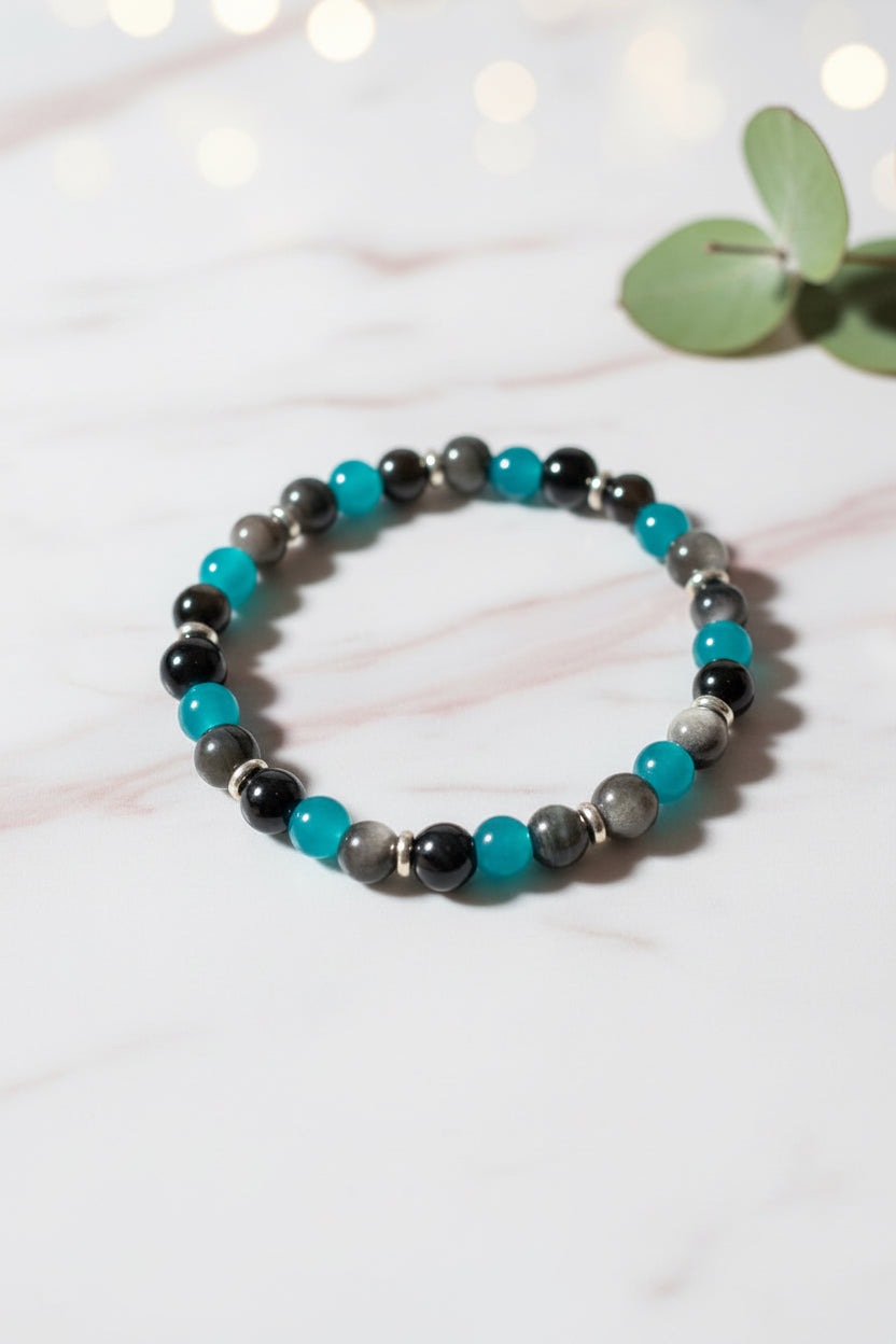 Teal & Labradorite Gemstone Bracelet
