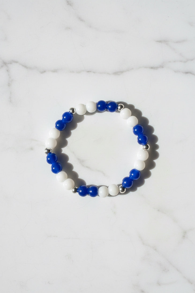 Royal Blue & White Jade Bracelet