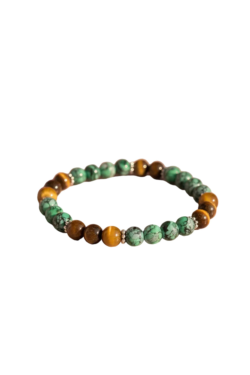 Tiger Eye & Green Turquoise Bracelet