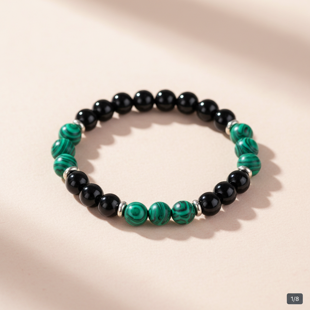 Black Onyx & Malachite Bracelet - Clean