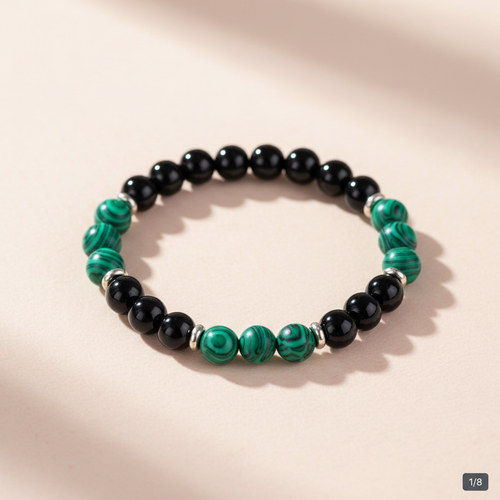 Black Onyx & Malachite Bracelet - Clean