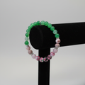 Green Agate & Cherry Blossom Jasper Bracelet – Black Velvet T-bar