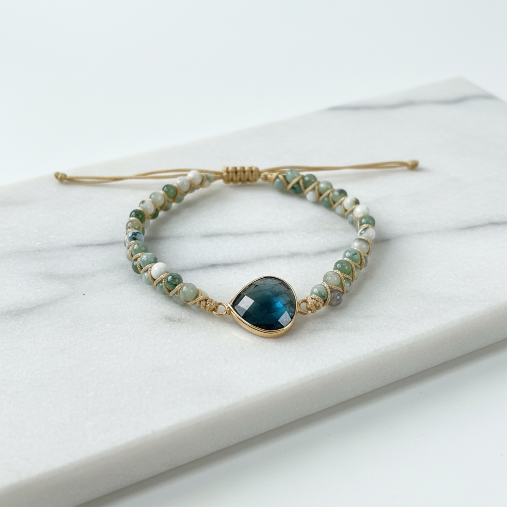 Green Agate Macrame – Stand (Corrected)