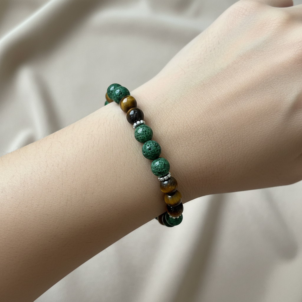 Green Crackle & Tiger Eye – Wrist