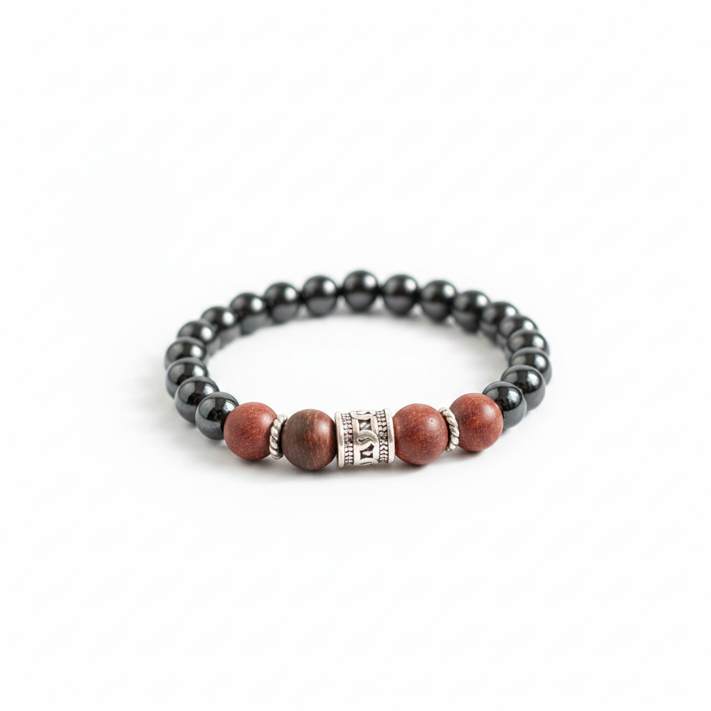 Hematite Red Coral Bracelet