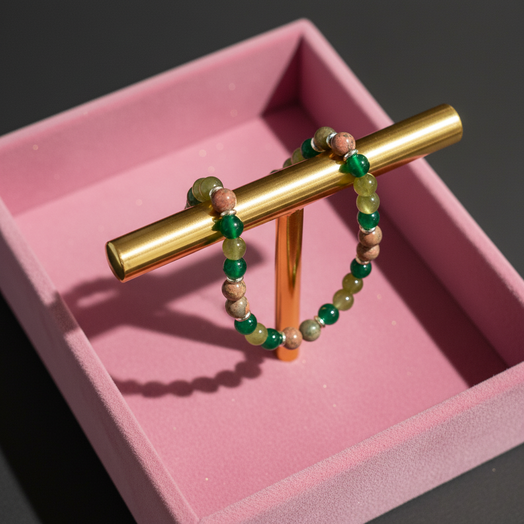 Green Jade & Unakite Gemstone Bracelet