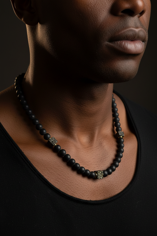 Lava Druzy Necklace – Male Neck