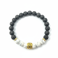 Lava Stone Howlite Gold Barrel Bracelet