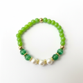 Lime Green Jade & Pearl Bracelet