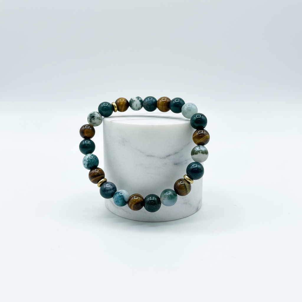 Moss Agate Tiger Eye – Stand