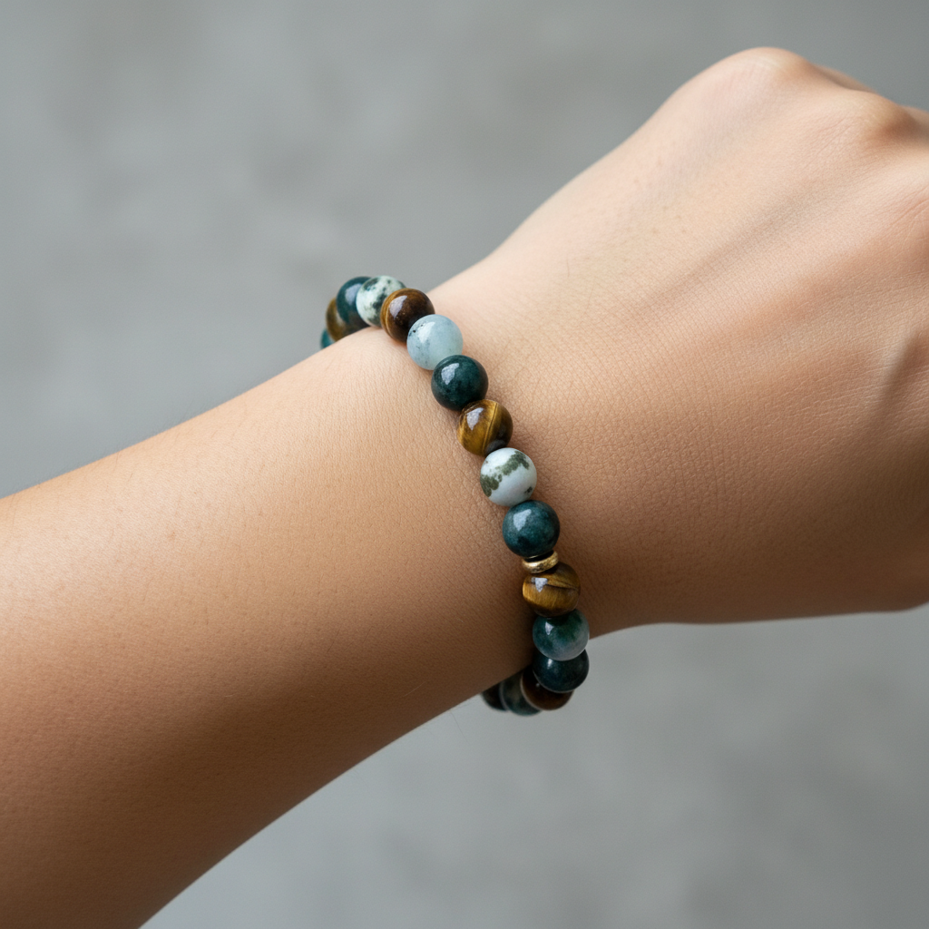 Moss Agate Tiger Eye – Wrist