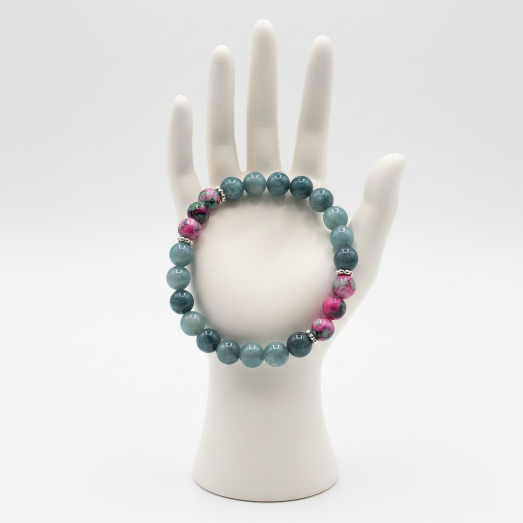 Multicolor Mix Beaded Bracelet – White Ceramic Hand Display