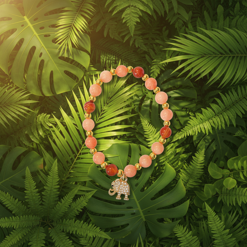 Peach Elephant — Tropical Green