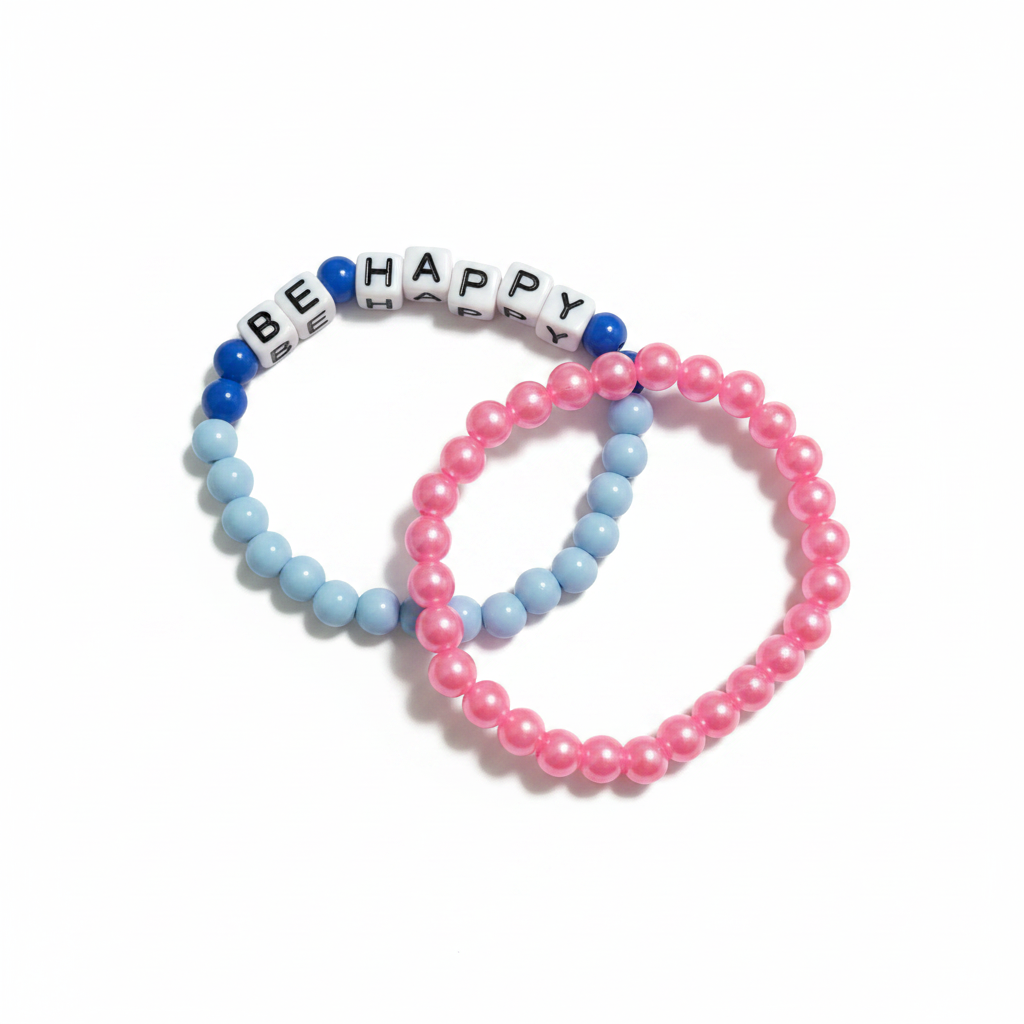 Purple & Rainbow Colorful Bead Bracelet Set