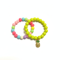 Rainbow Pineapple & Pastel Bead Bracelet Set