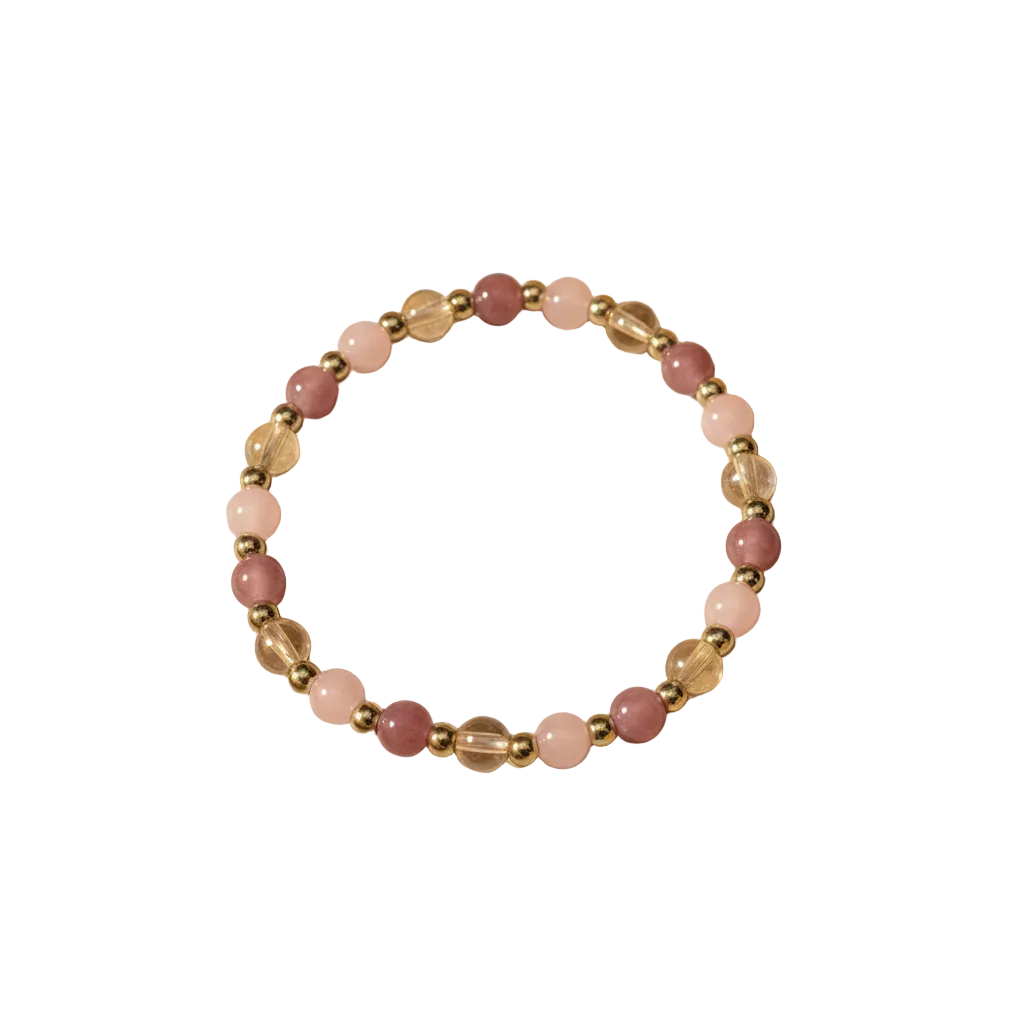 Rose Quartz & Gold Crystal Bracelet – Pampas Grass