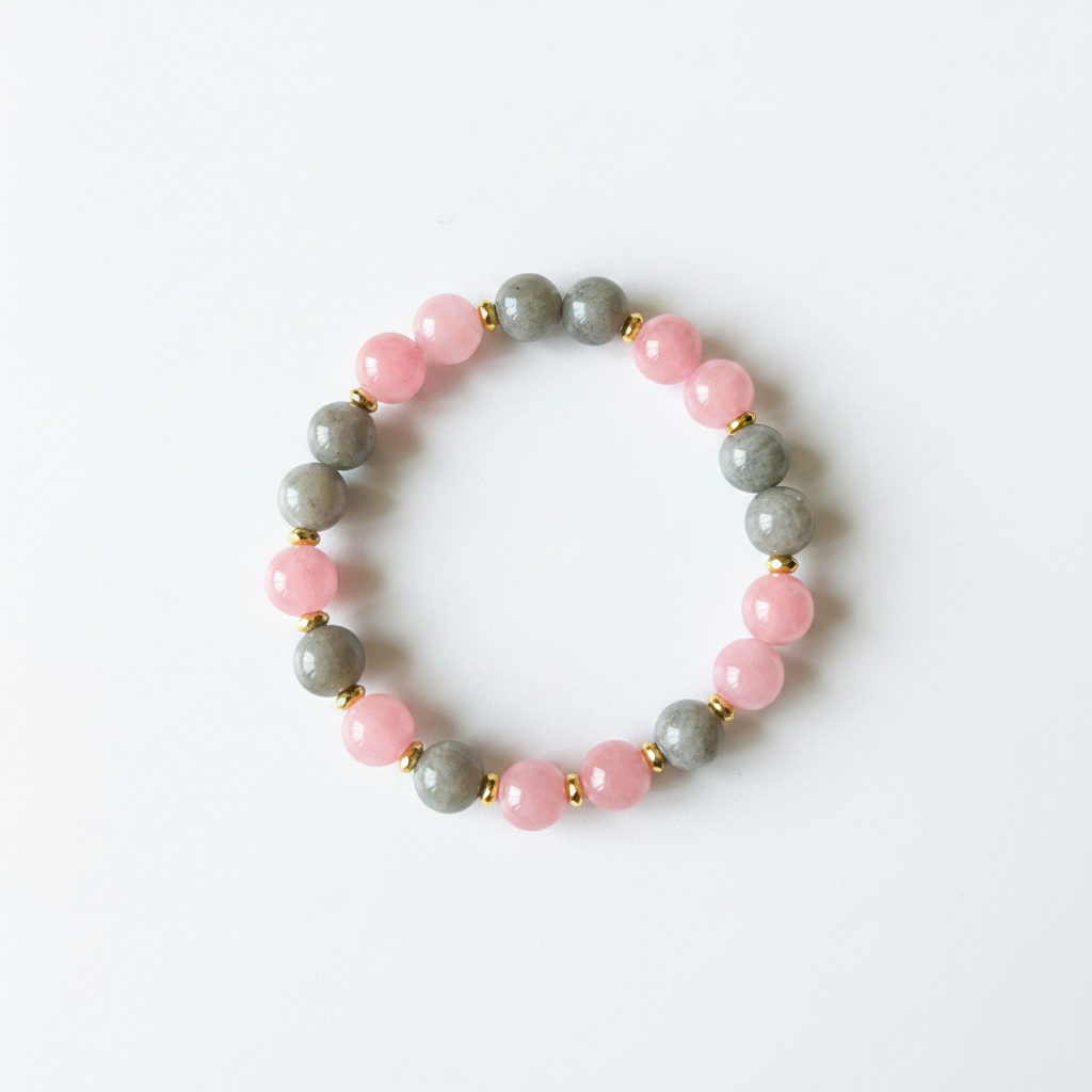 Rose Quartz & Gray Labradorite Bracelet