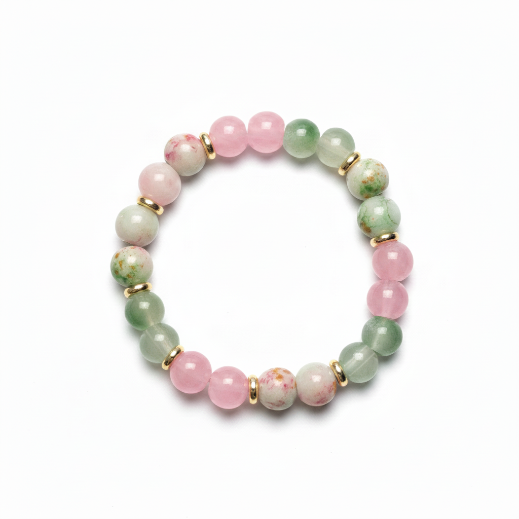 Rose Quartz & Green Aventurine Flat Lay