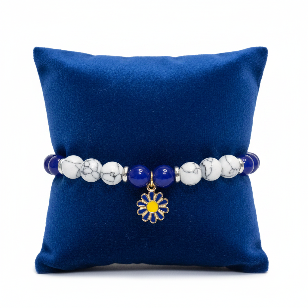 Royal Blue & Black Marble Bracelet – Blue Velvet Pillow