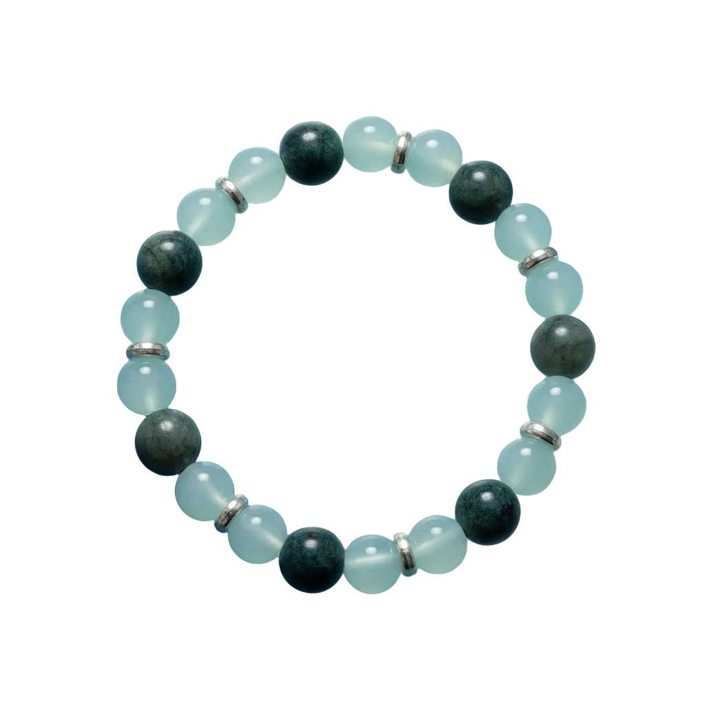 Teal Dragon Vein & White Agate Bracelet – Frosted Glass