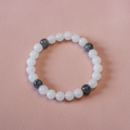 White Jade & Hematite Bracelet – Blush Background